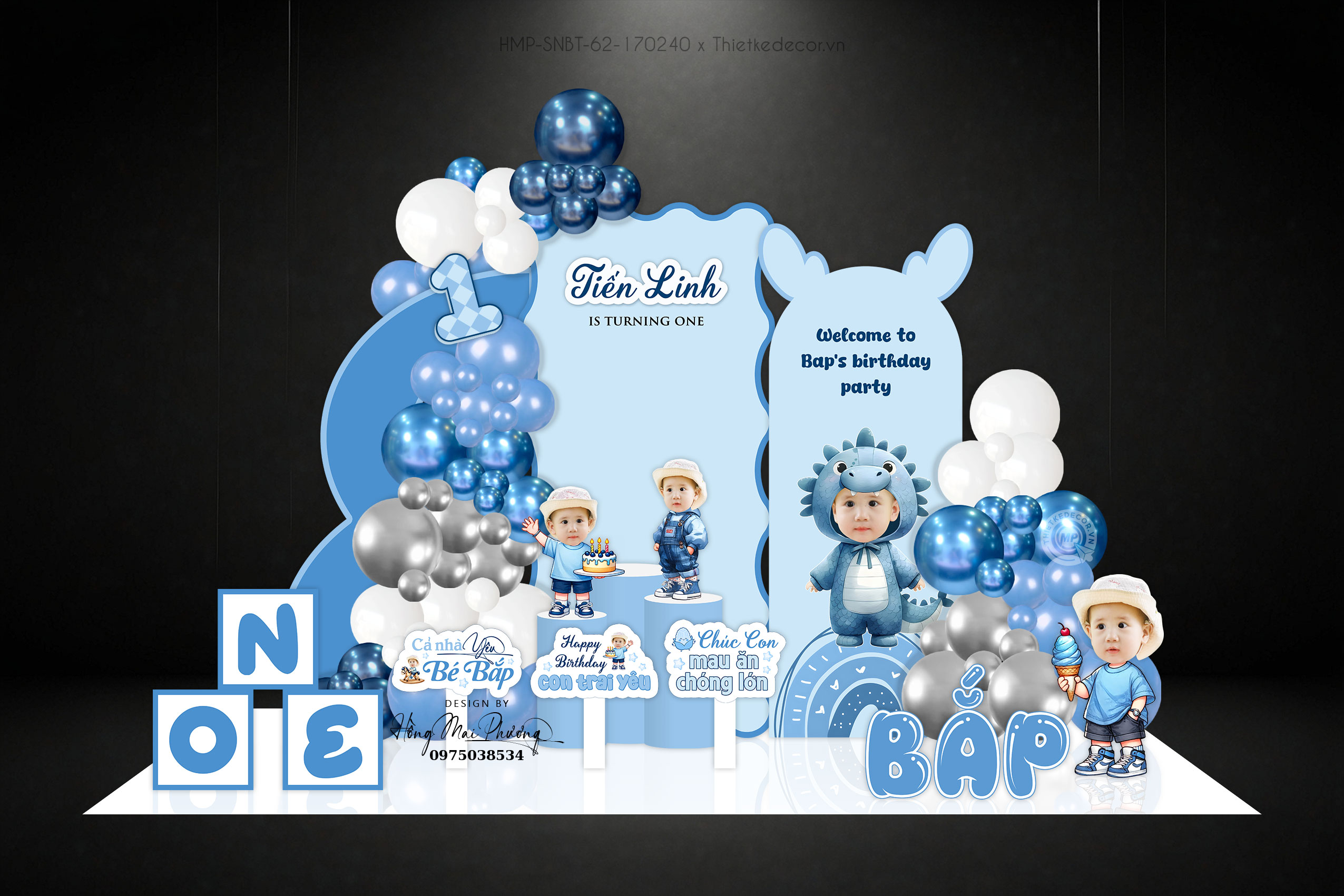 Sinh nhạt bé trai full tone xanh dương tuổi rồng